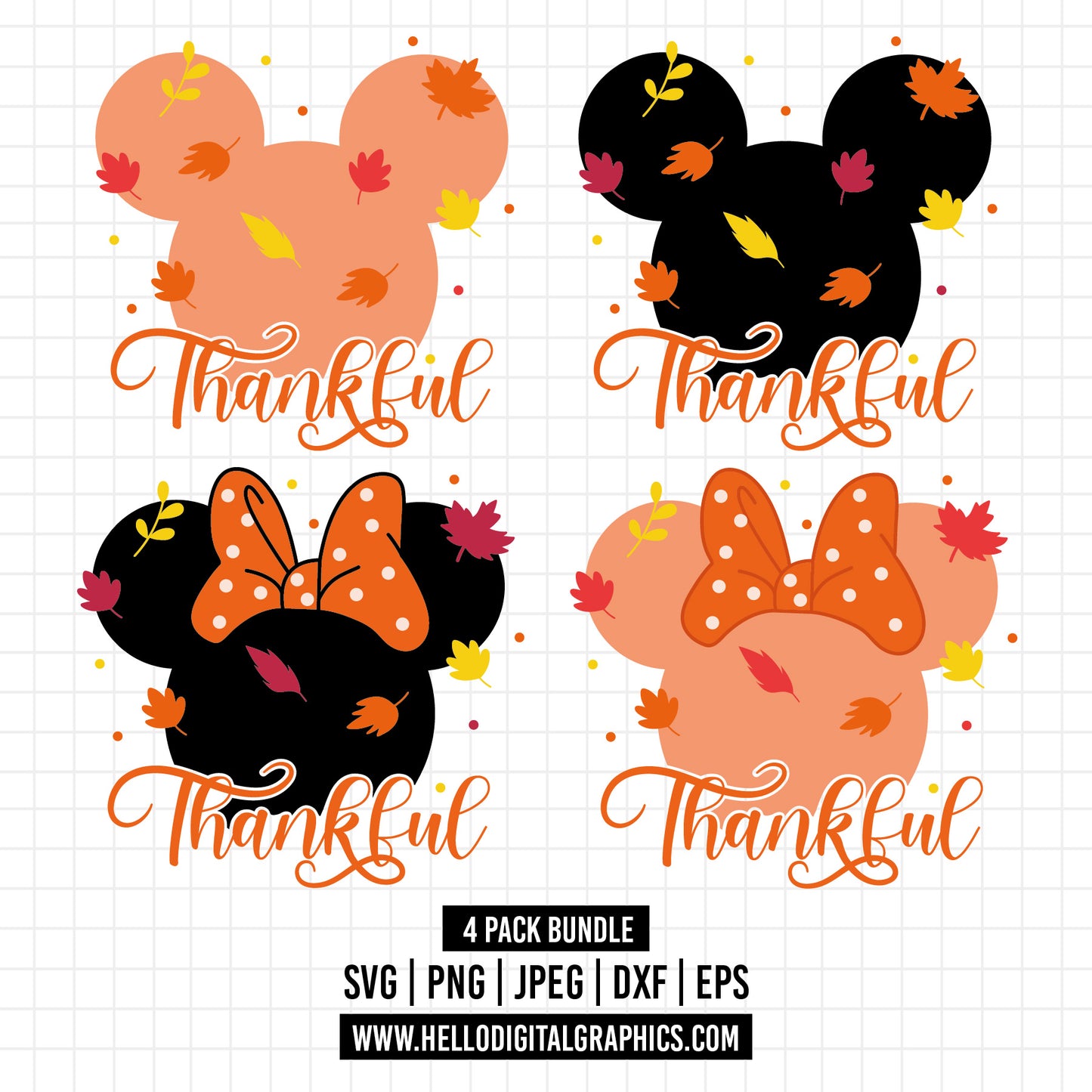COD1544- Thankful svg, Halloween Pumpkin Mouse Head Svg, Trick Or Treat Svg, Halloween svg, Mickey svg, Disney svg