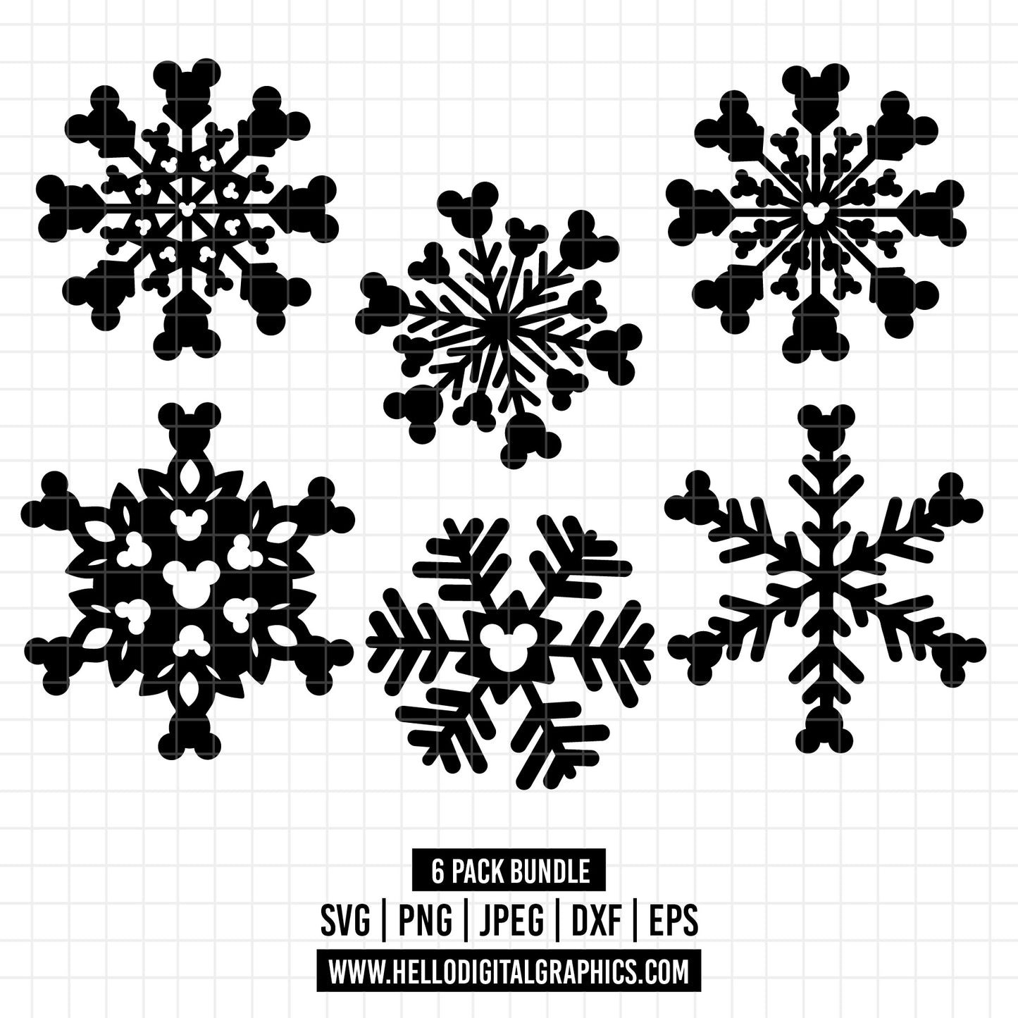 COD1578 - Snowflake svg, mickey snowflake svg, Merry Christmas svg, Disney svg, Disney Christmas svg