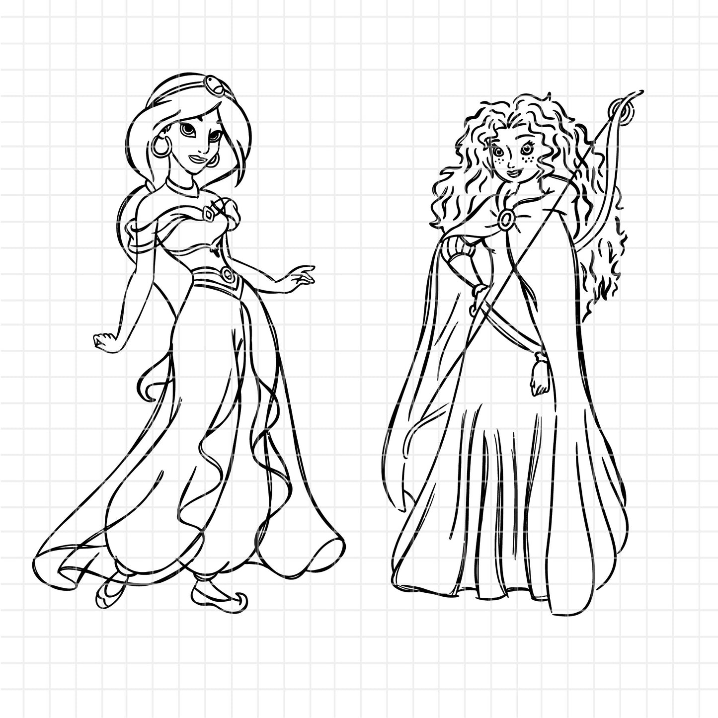 COD1673 Disney Princess outline svg bundle, 14 princess SVG, Princess SVG, princess svg Files for Cricut Silhouette