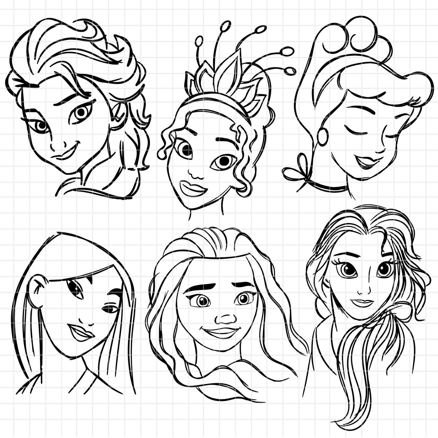 COD1674 Disney Princess outline svg bundle, 14 princess SVG, Princess SVG, princess svg Files for Cricut Silhouette