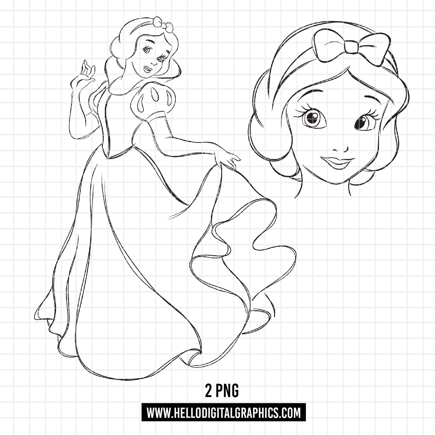 COD1678 -Snow White png, Princess png, Snow White and the Seven Dwarfs png, outline png, disney png