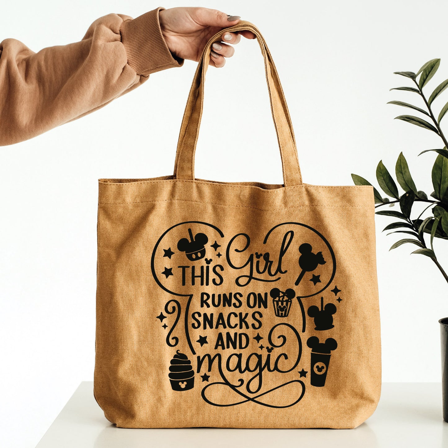 COD1746 This girl runs on snacks and magic svg, snackgoals svg, Snacks svg, Mickey Mouse Ears Head, Disney svg, mickey svg