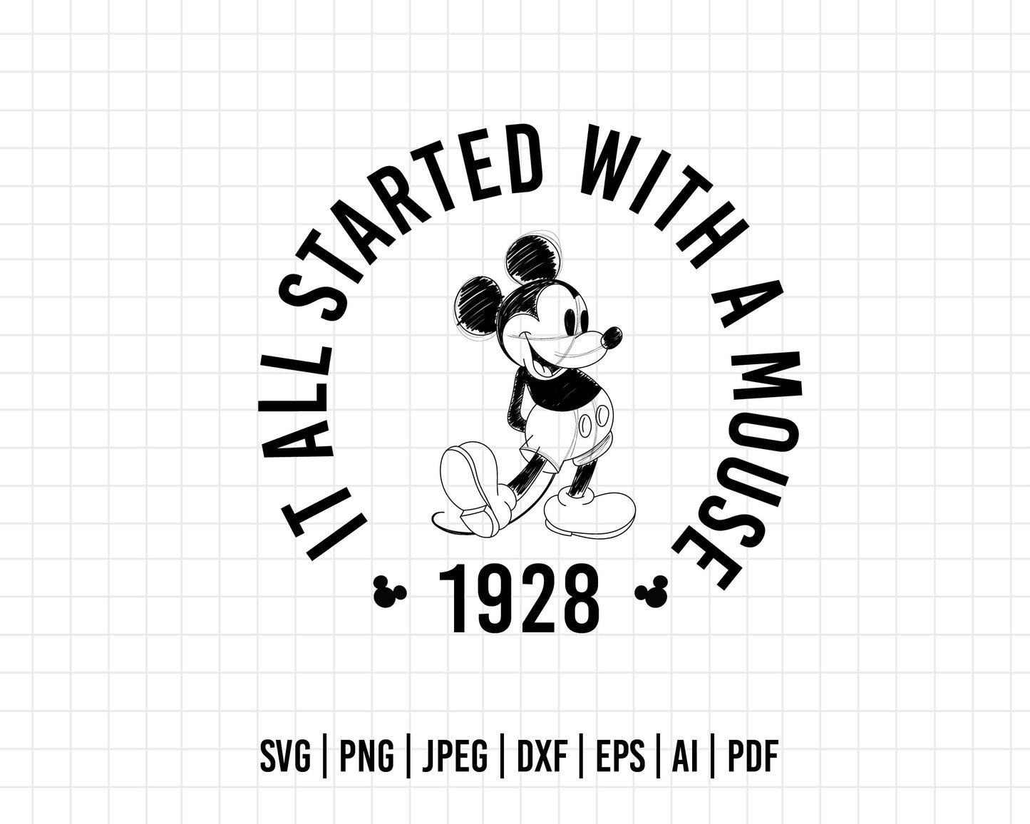 COD175- It all started with a mouse svg, Mickey Svg, Disney svg, Magical svg, Mickey face svg