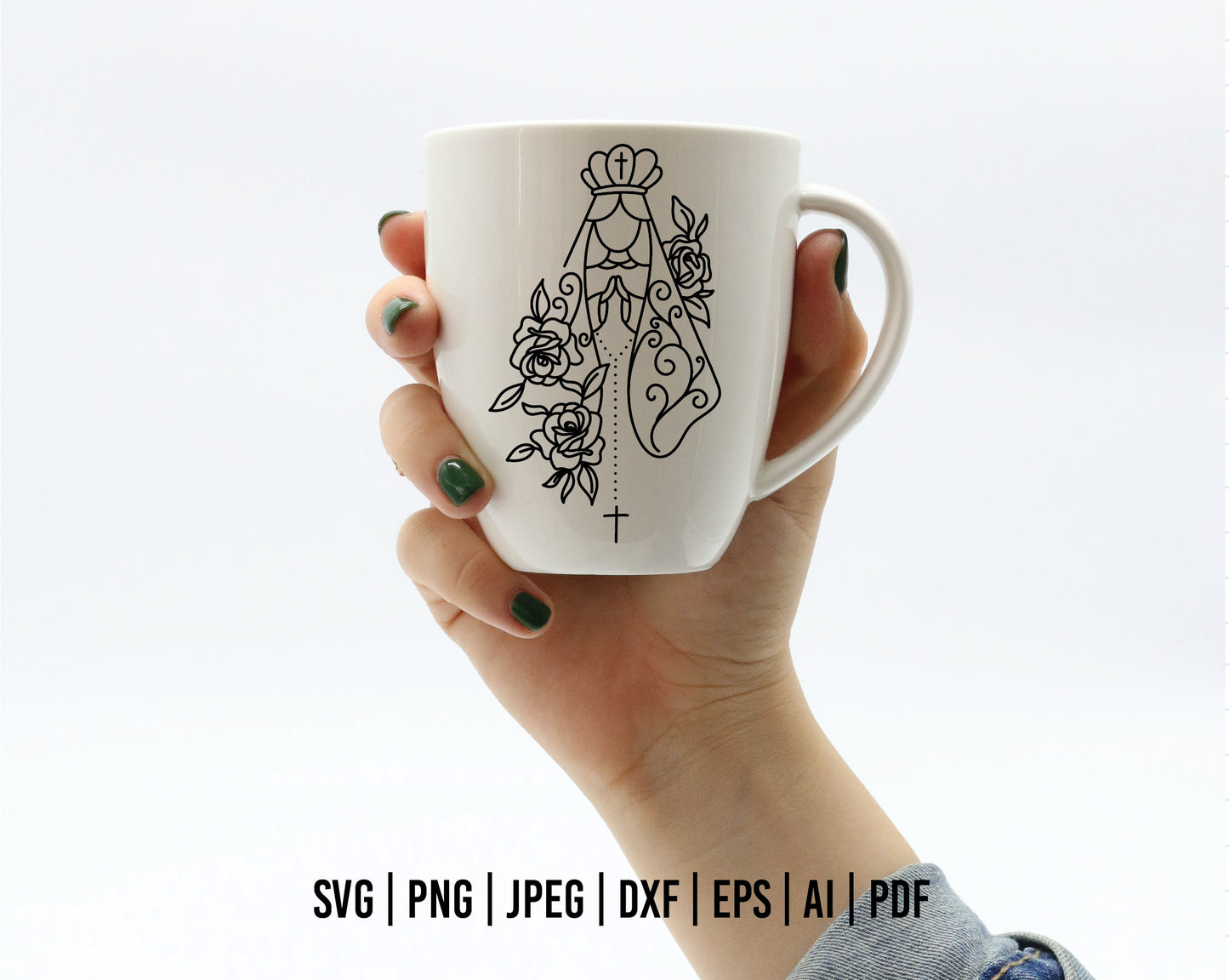 COD17- Rosary Catholic SVG, Religious SVG, Rosary Digital Cutting Files SVG, Cricut file, Cross svg, Silhouette, Vector