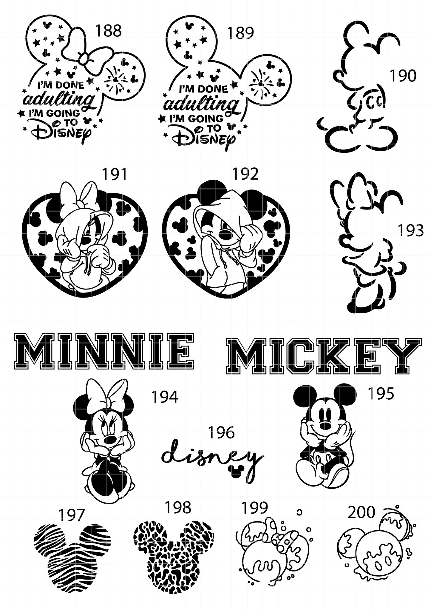 COD1843 - Disney pack Bundle SVG, EPS, PNG - Disneey icons pack bundle cliparts vector. Minniee, Mickeyy and friends. Magic kingdom characters