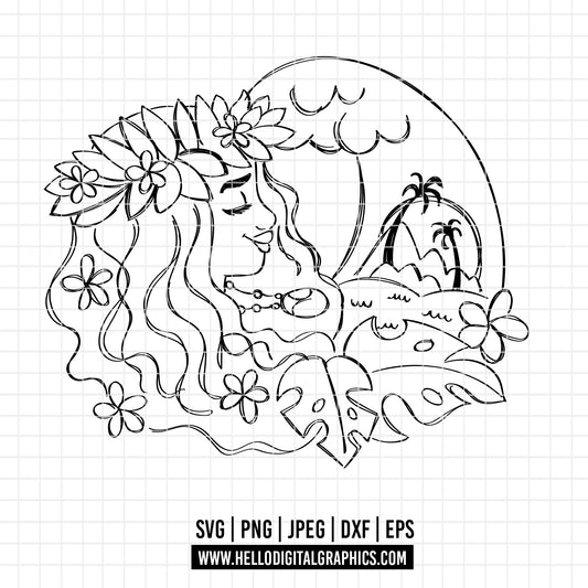 COD1883 - Moana  svg, Princess svg, Disney svg, outine svg, Cricut, Silhouette, Tumbler svg