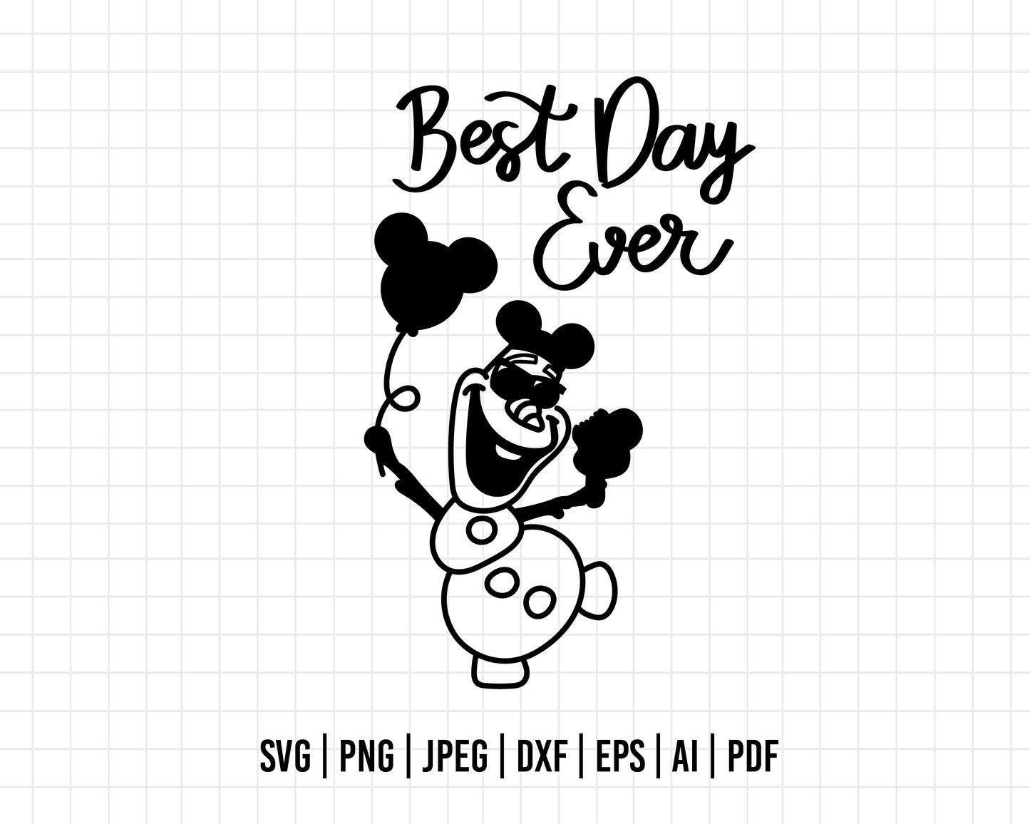 COD190- Best day ever svg, frozen svg, outline svg, cricut silhouette, Disney svg, Olaf svg
