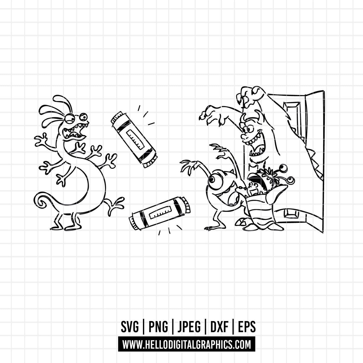 COD1901 - Monster inc SVG, EPS, PNG -Disney characters, Monster inc Boo, Mike Wazowski and Sullivan