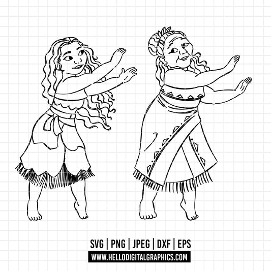 COD1919 - Moana  svg, Princess svg, Disney svg, outine svg, Cricut, Silhouette, Tumbler svg