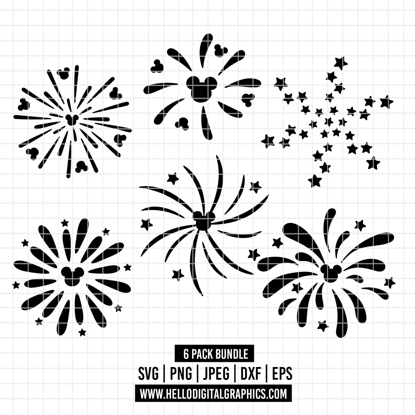 1950 - Mickey Head Fireworks SVG, fireworks SVG and PNG Download for cricut and silhouette cutting files for cricut silhouette