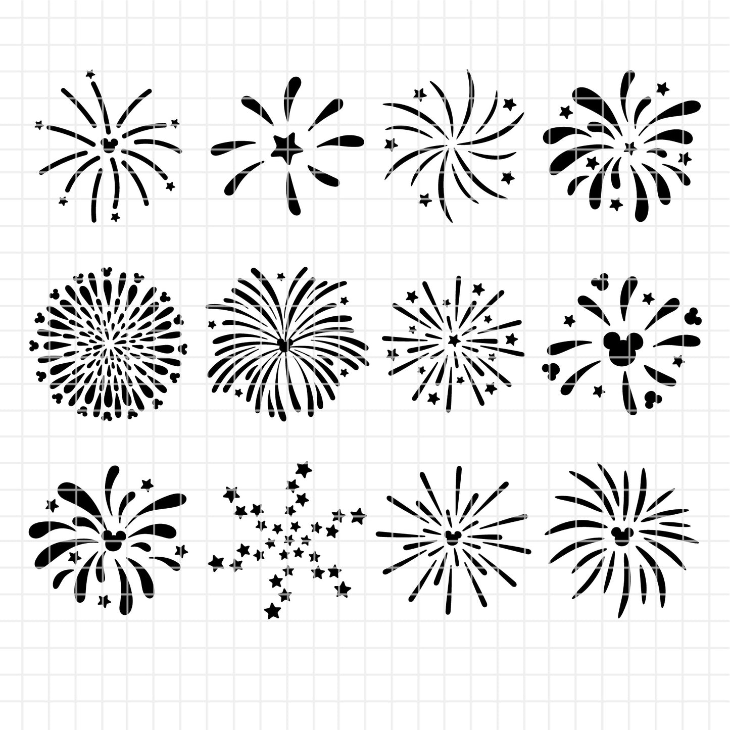 1955 - Mickey Head Fireworks SVG, fireworks SVG and PNG Download for cricut and silhouette cutting files for cricut silhouette