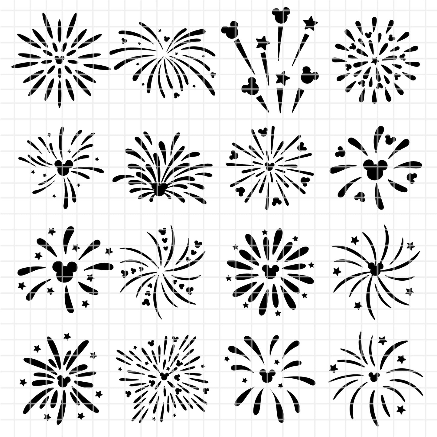 1955 - Mickey Head Fireworks SVG, fireworks SVG and PNG Download for cricut and silhouette cutting files for cricut silhouette