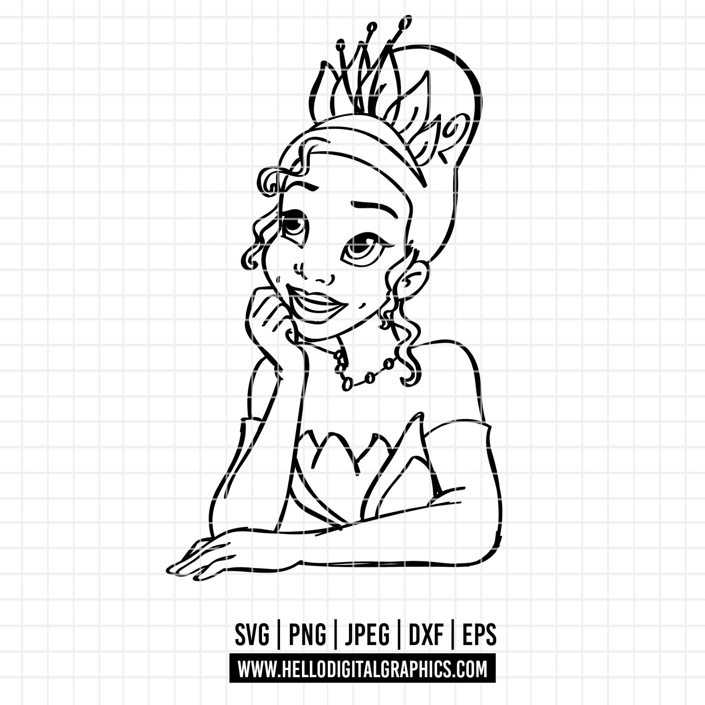 COD2039 - The frog and the Princess svg, tiana svg, frog svg, Princess Tiana with Frog, outline svg, cricut silhouette, Princess svg, Disney svg