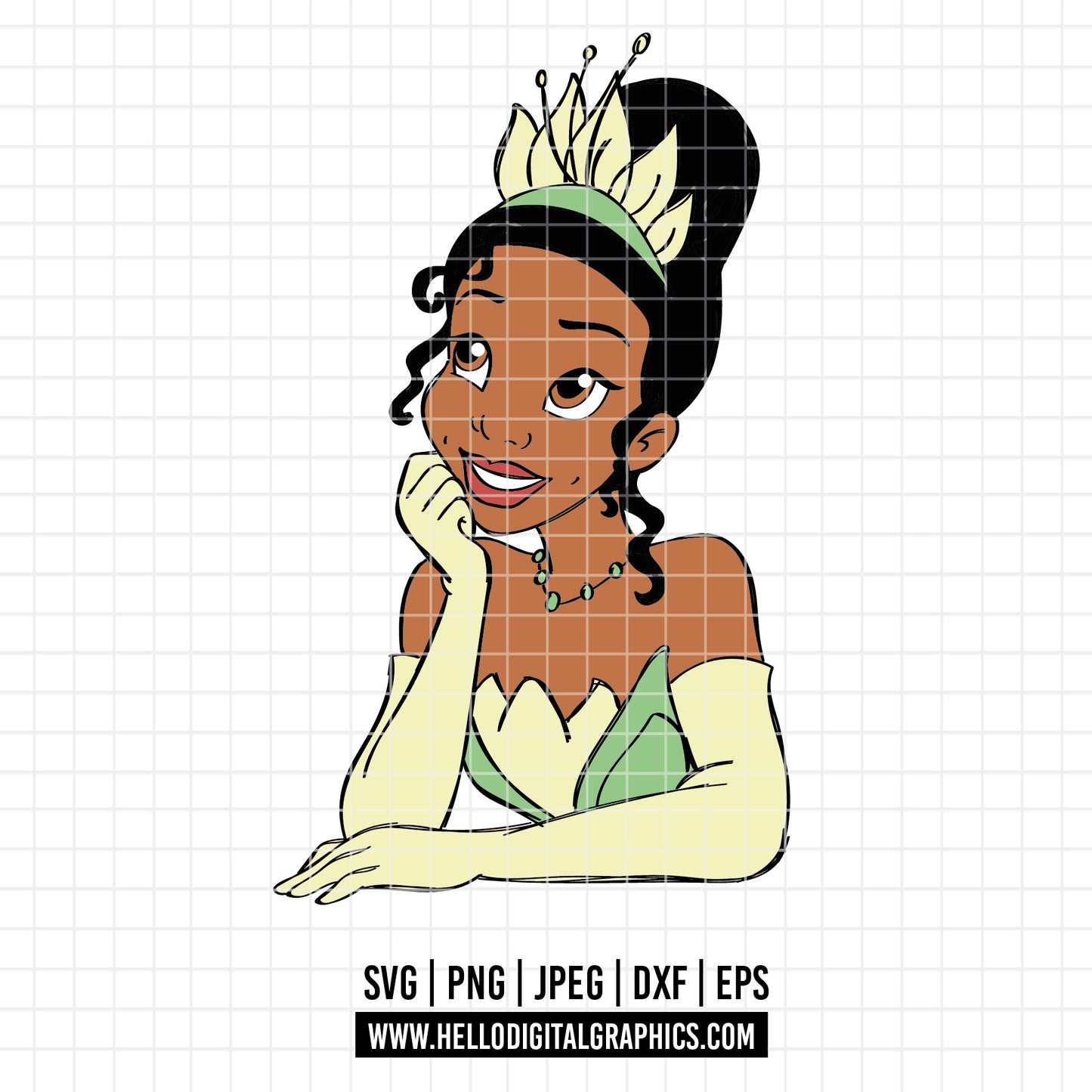 COD2040 - The frog and the Princess svg, tiana svg, frog svg, Princess Tiana with Frog, outline svg, cricut silhouette, Princess svg, Disney svg