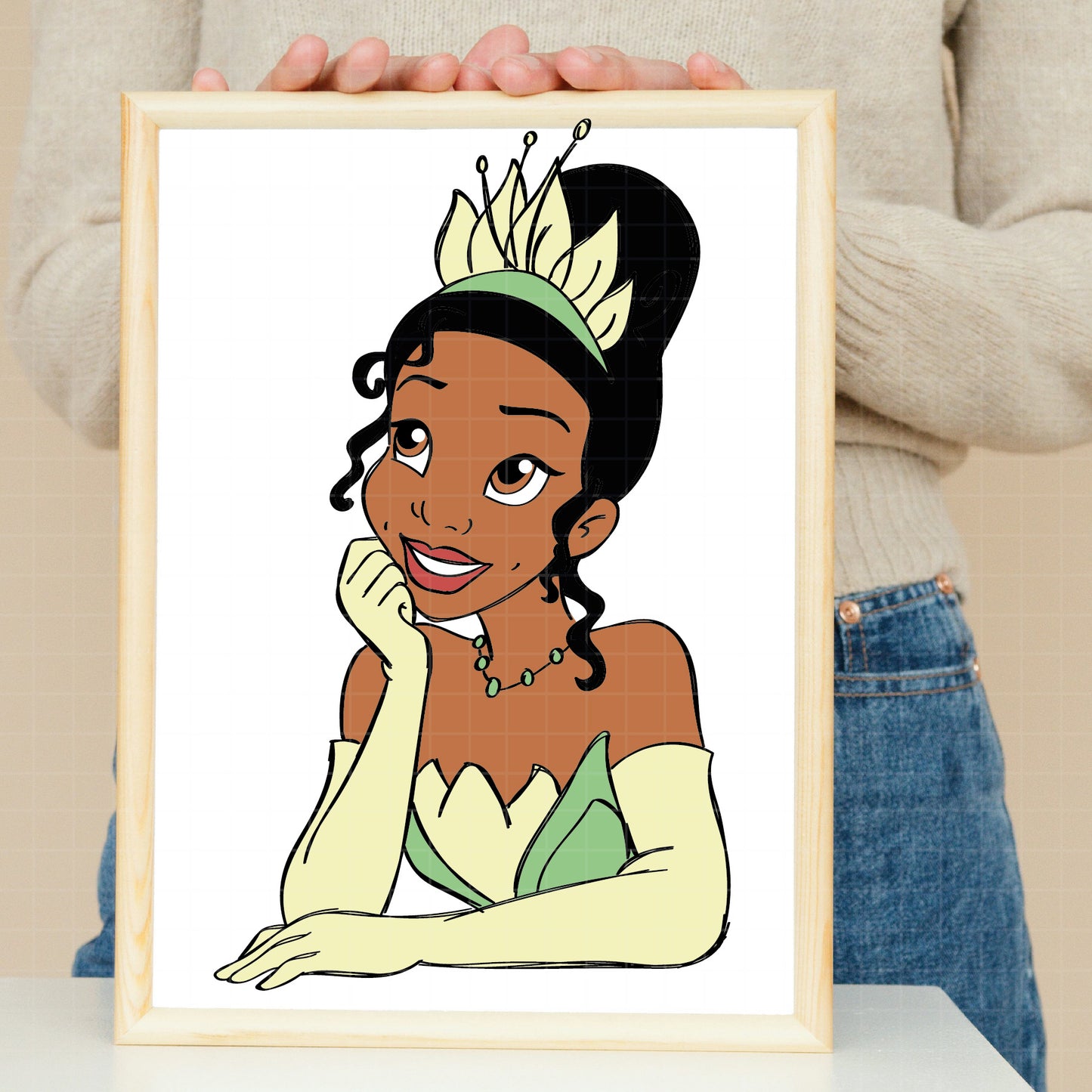 COD2040 - The frog and the Princess svg, tiana svg, frog svg, Princess Tiana with Frog, outline svg, cricut silhouette, Princess svg, Disney svg