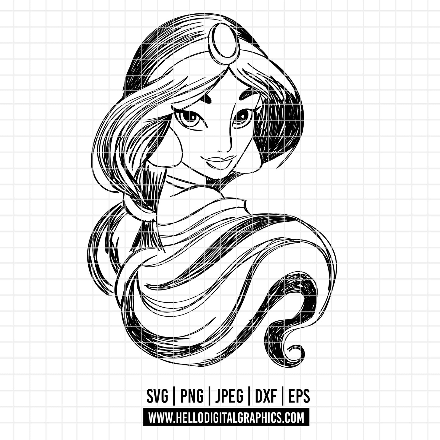 COD3386- Jasmine Svg, Princess Svg, Indian Princess svg, Arabian Princess SVG, Aladdin svg, Princess svg, silhouette svg, disney svg
