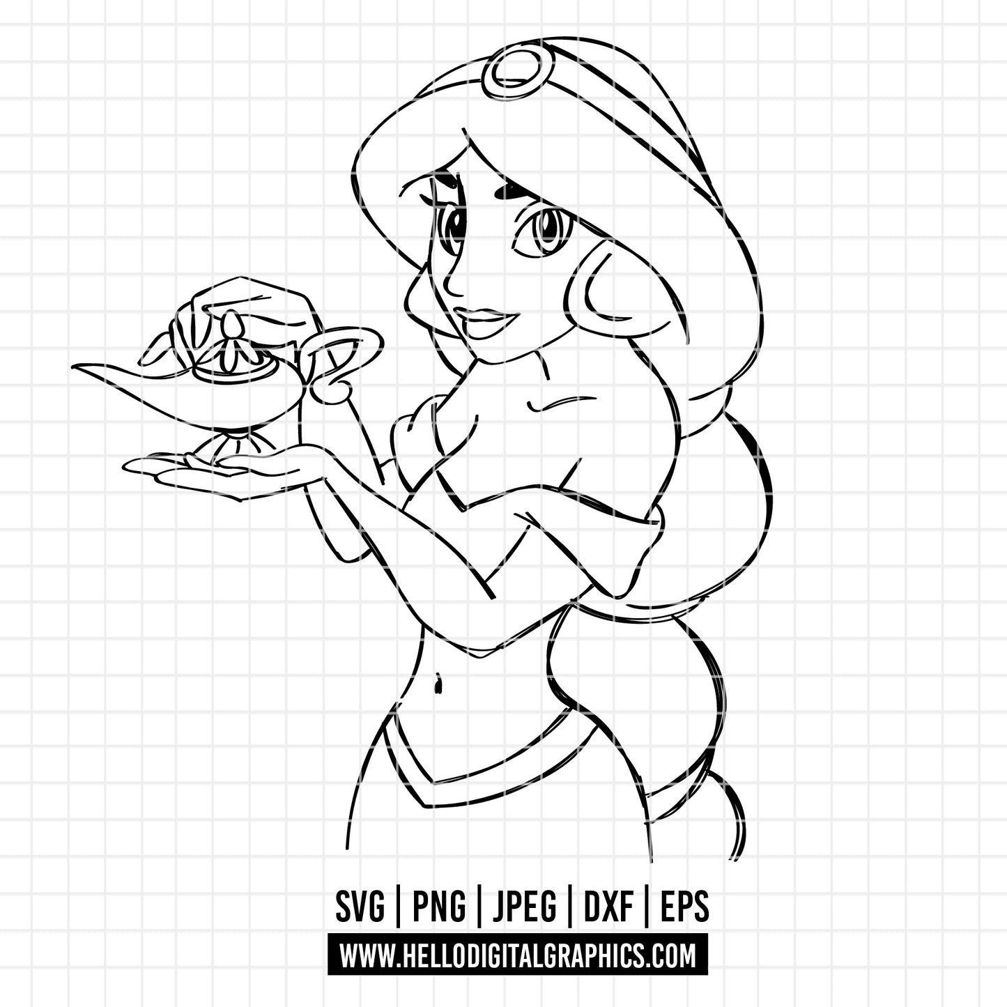COD3387- Jasmine Svg, Princess Svg, Indian Princess svg, Arabian Princess SVG, Aladdin svg, Princess svg, silhouette svg, disney svg