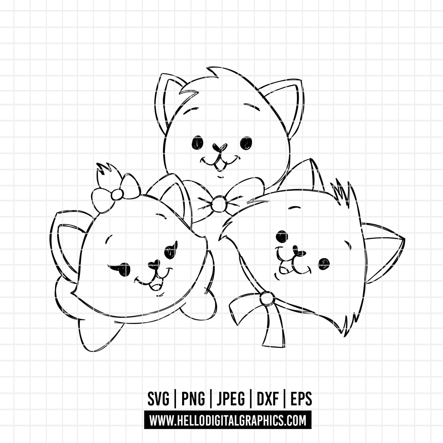 COD2137 - The aristocats SVG, EPS, PNG - The aristocats clipart vector. Kitten marie, toulouse and berlioz clipart pack bundle svg
