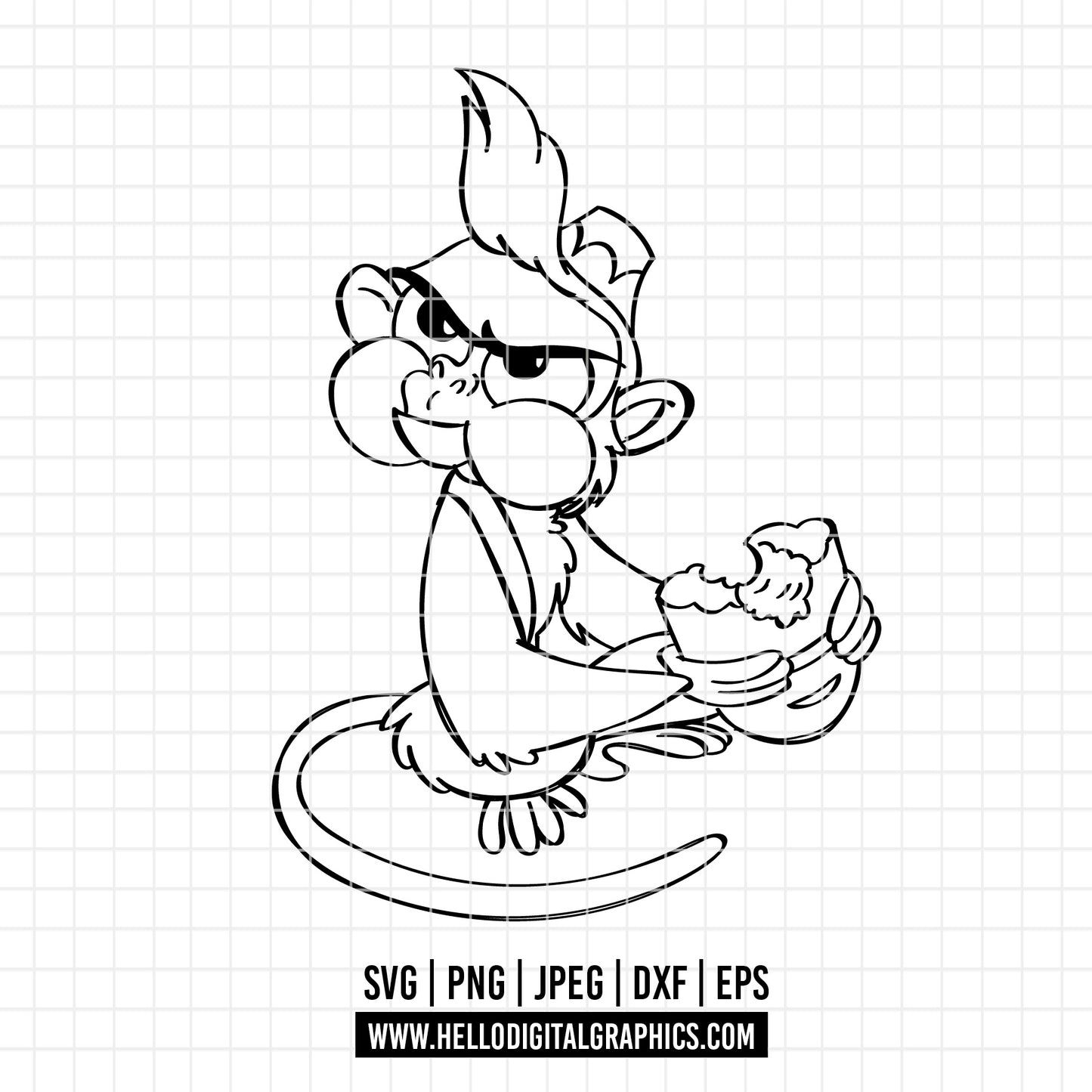 COD2168 - Abu from Aladdin Hand Drawn svg, Aladdin svg, Cheeky monkey SVG, Aladdin clipart