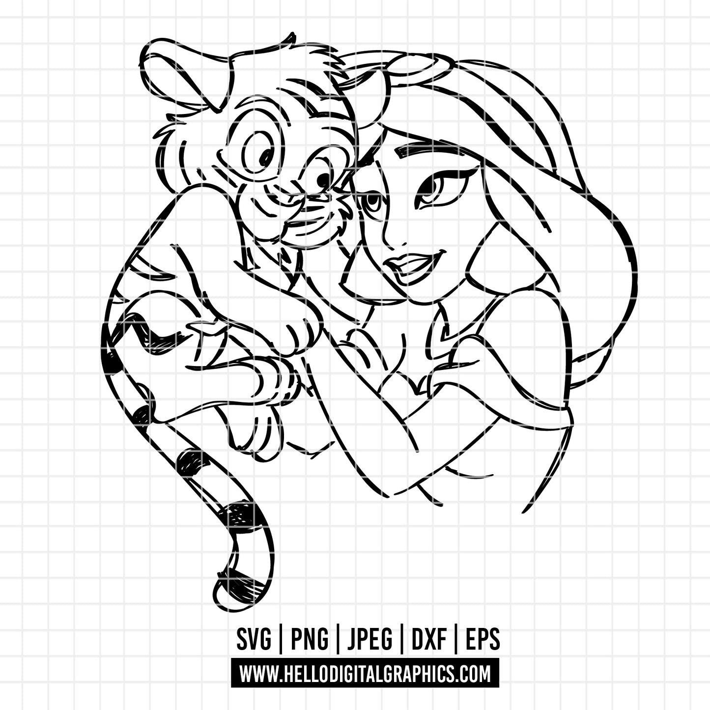 COD2232- Jasmine Svg, Princess Svg, Indian Princess svg, Arabian Princess SVG, Aladdin svg, Princess svg, silhouette svg, disney svg