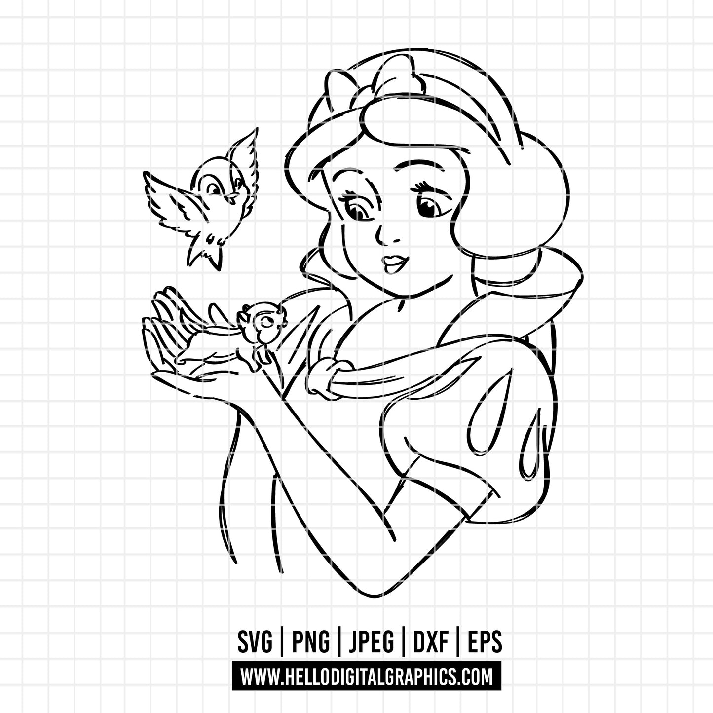 COD2234 - Snow White svg, Princess SVG, Snow White and the Seven Dwarfs svg, Cricut, Silhouette, outline svg, disney svg