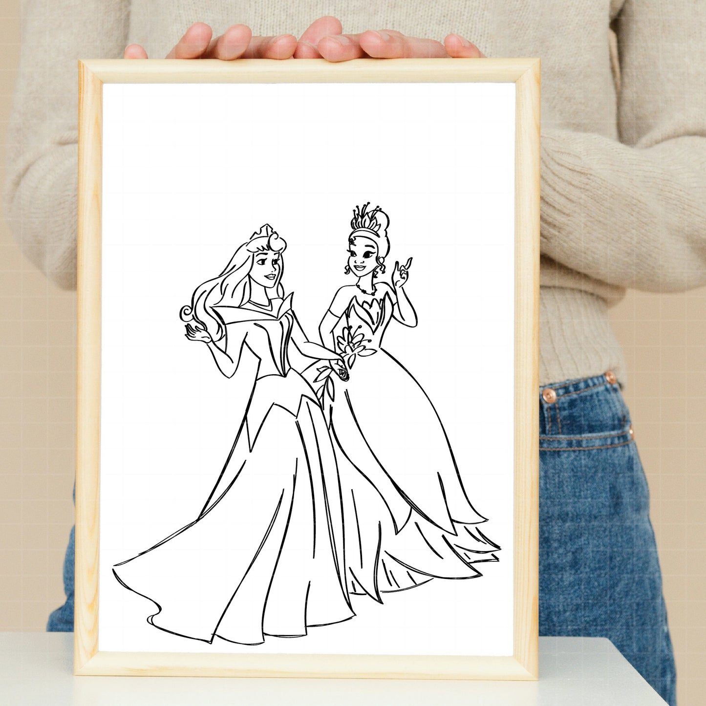 COD2239 - Princess outline svg, Disneyy Princess sketch clipart vector, Tiana svg, Aurora svg