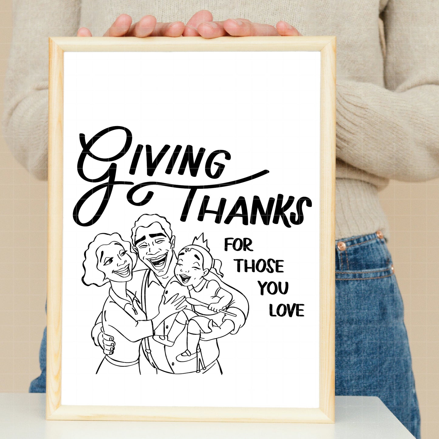 COD2247 - Giving thanks for those you love svg, The frog and the Princess svg, tiana svg, frog svg, outline svg, cricut silhouette, Princess svg, Disney svg