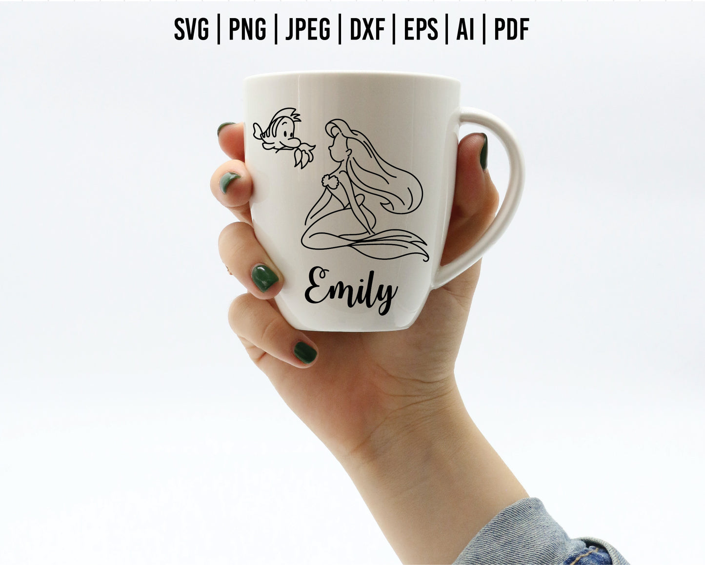 COD22- Little Mermaid svg, Ariel svg, Outline Svg, Princess svg, disney svg, Cricut, Silhouette