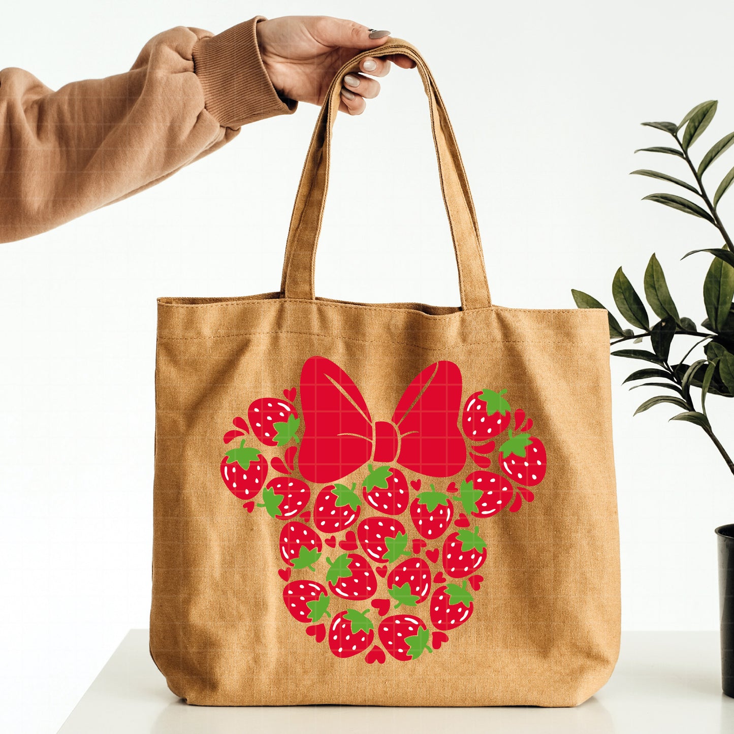 COD2350 - Minnie strawberry svg, Disney Cherry Pink PNG, bow, Minnie Mouse, Mickey Mouse, cherries, girly, summer strawberry svg, valentines day