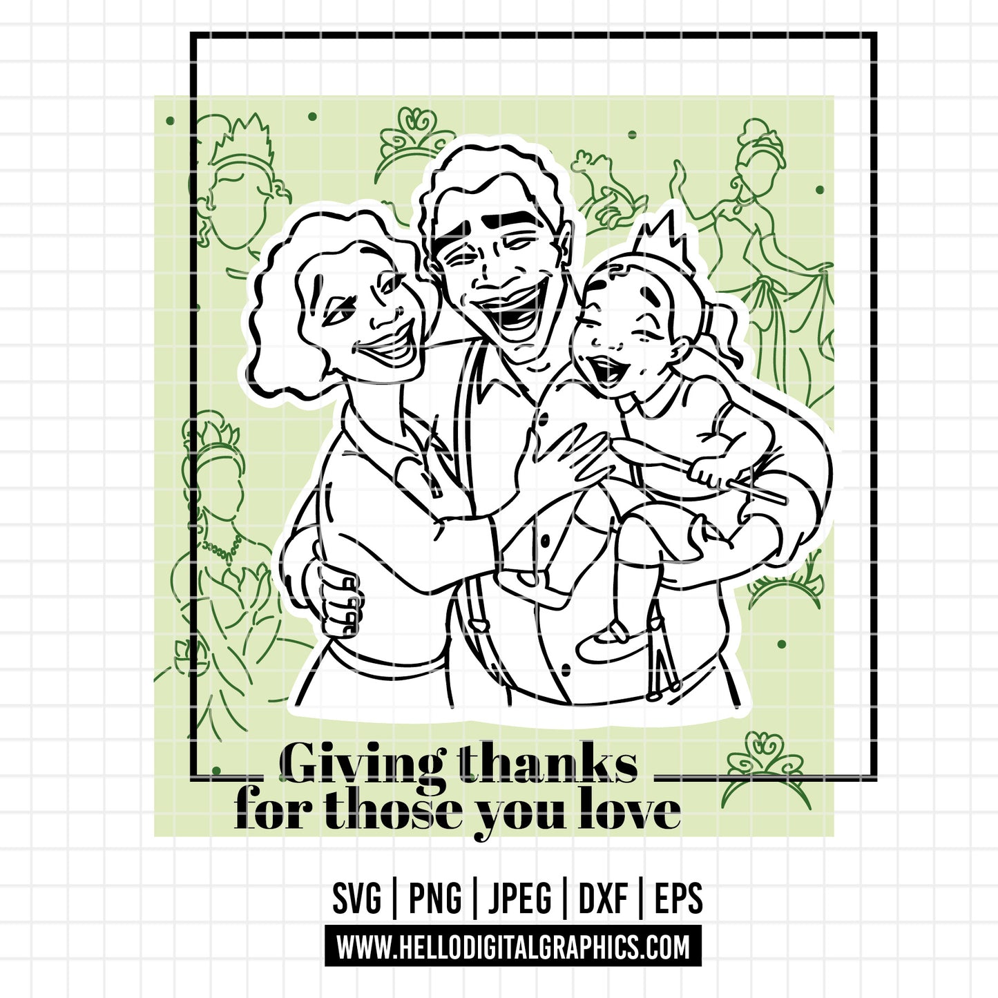 COD2372 - The frog and the Princess svg, tiana svg, frog svg, Princess Tiana with Frog, outline svg, cricut silhouette, Princess svg, Disney svg