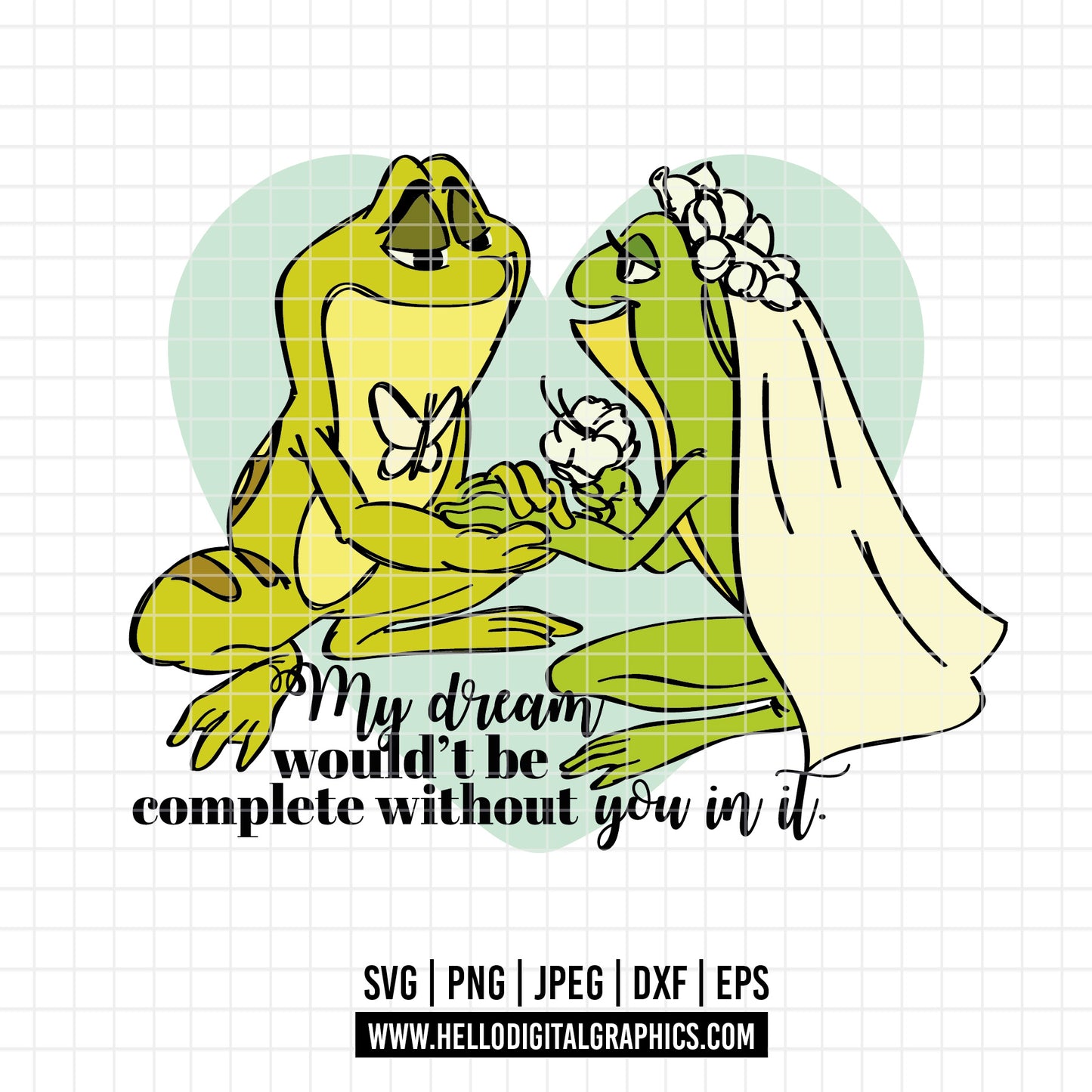 COD2576 - The frog and the Princess svg, tiana svg, frog svg, Princess Tiana with Frog, outline svg, cricut silhouette, Princess svg, Disney svg