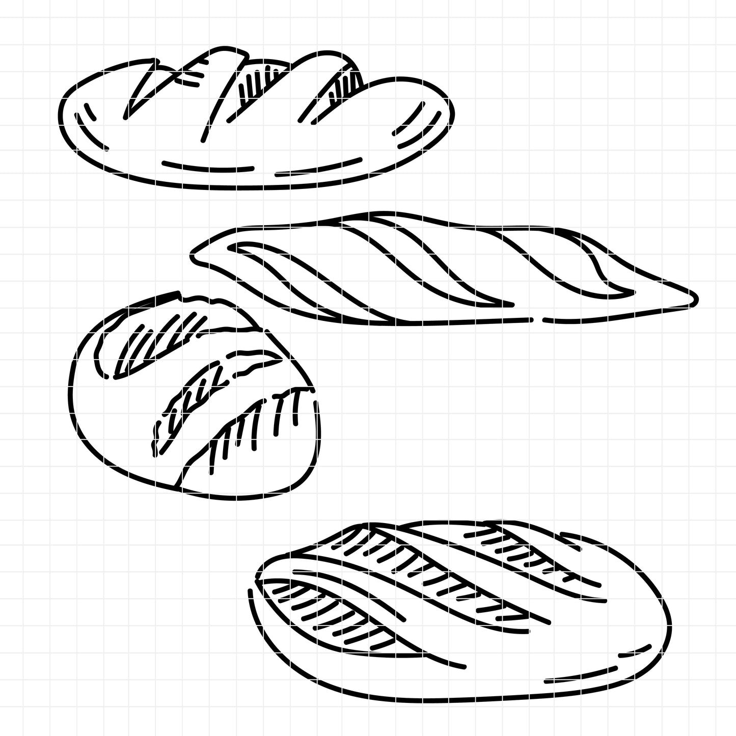 COD2582 - Bread svg, SVG doodle vector icons, Bread Doodle Icons Clipart. Italy Illustration hand Drawin Line