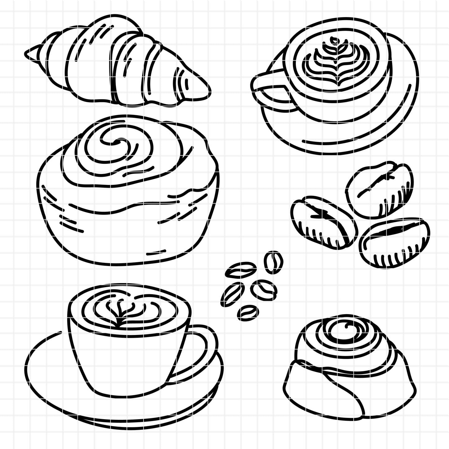 COD2583 - Bakery svg, SVG doodle vector icons, Bread Doodle Icons Clipart. Italy Illustration hand Drawin Line