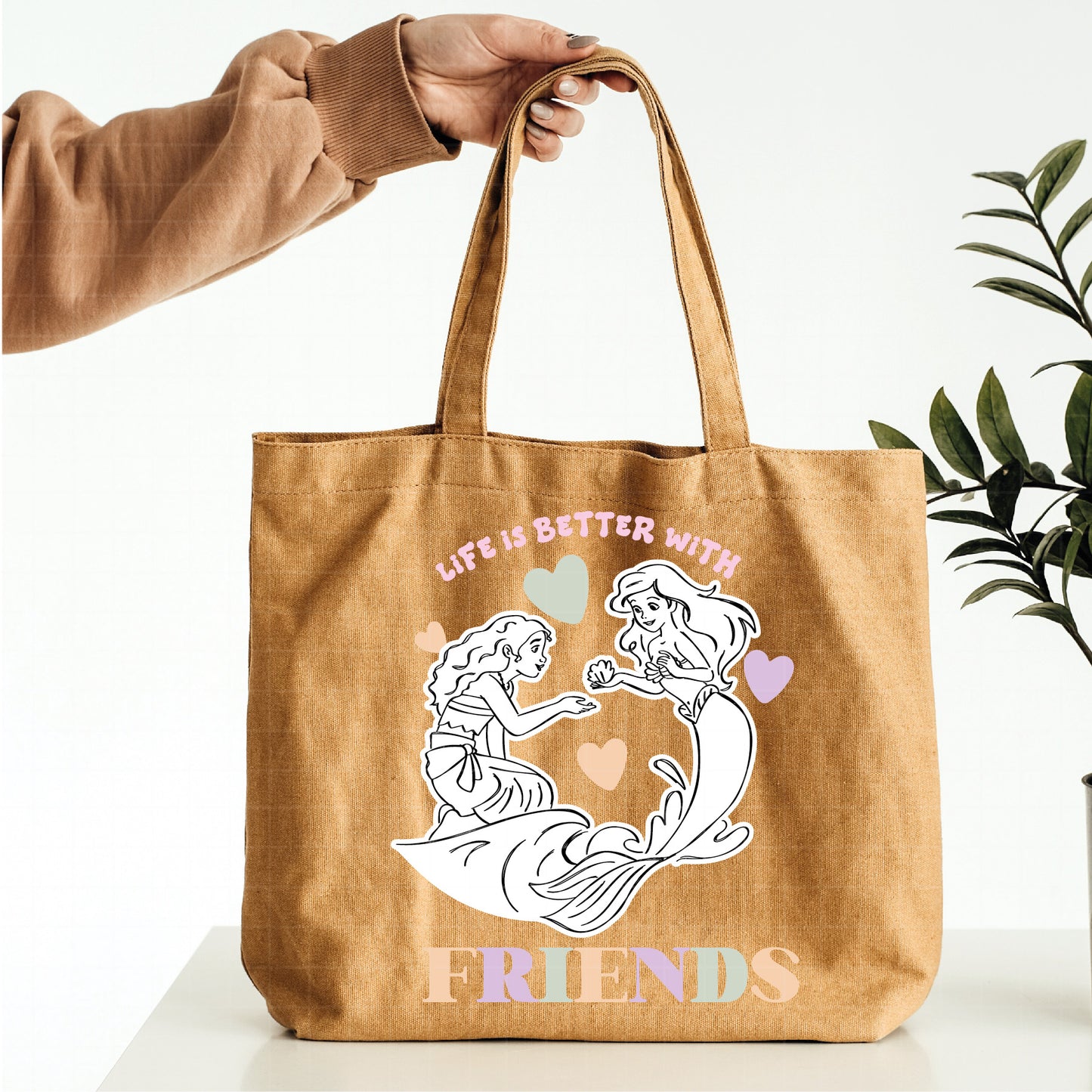 COD2621 - Life is better with friends svg, Princess svg, Disney Princess sketch vector, Jasmin svg, moana svg, Little mermaid svg, belle svg