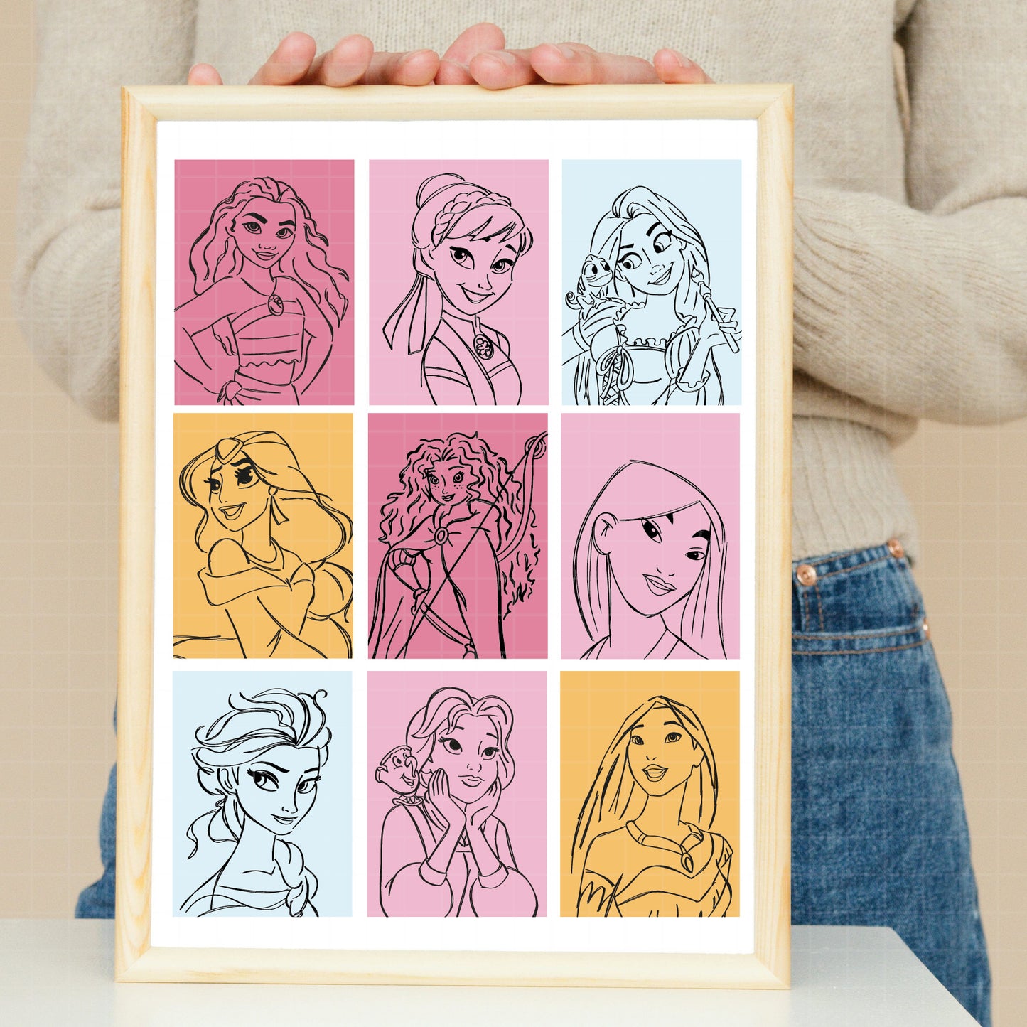 COD2624 - Life is better with friends svg, Princess svg, Disney Princess sketch vector, Jasmin svg, moana svg, Little mermaid svg, belle svg