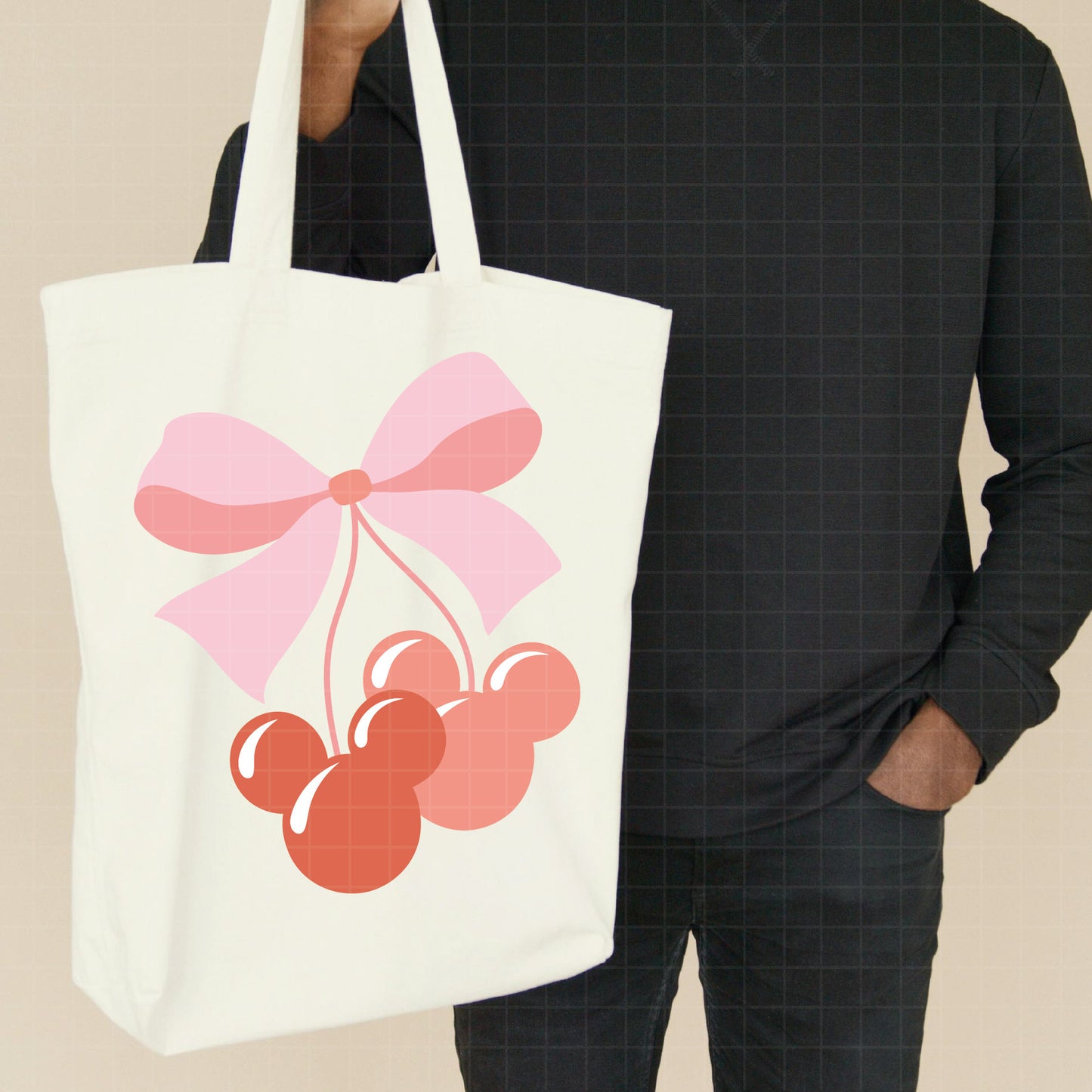 COD2779 - Disney Cherry Pink PNG, bow, Minnie Mouse, Mickey Mouse, cherries, girly, summer, valentines day, girly, summer, Cartoon Coquette PNG, Baby Gift