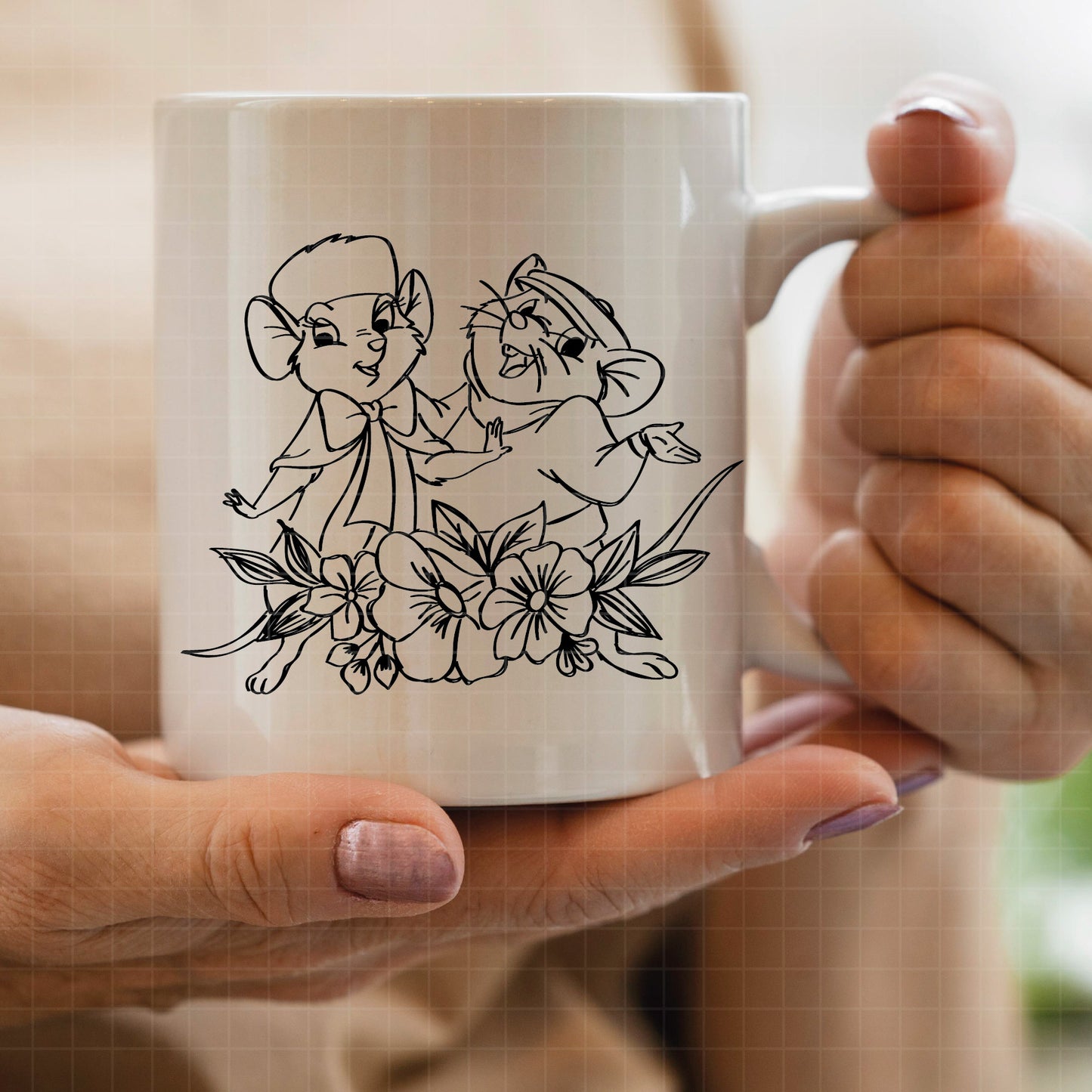 COD3324 - Bernard and Bianca, The Rescuers SVG, PNG, EPS - Adventures of Bernard and Bianca line art/ Outline clipart vector