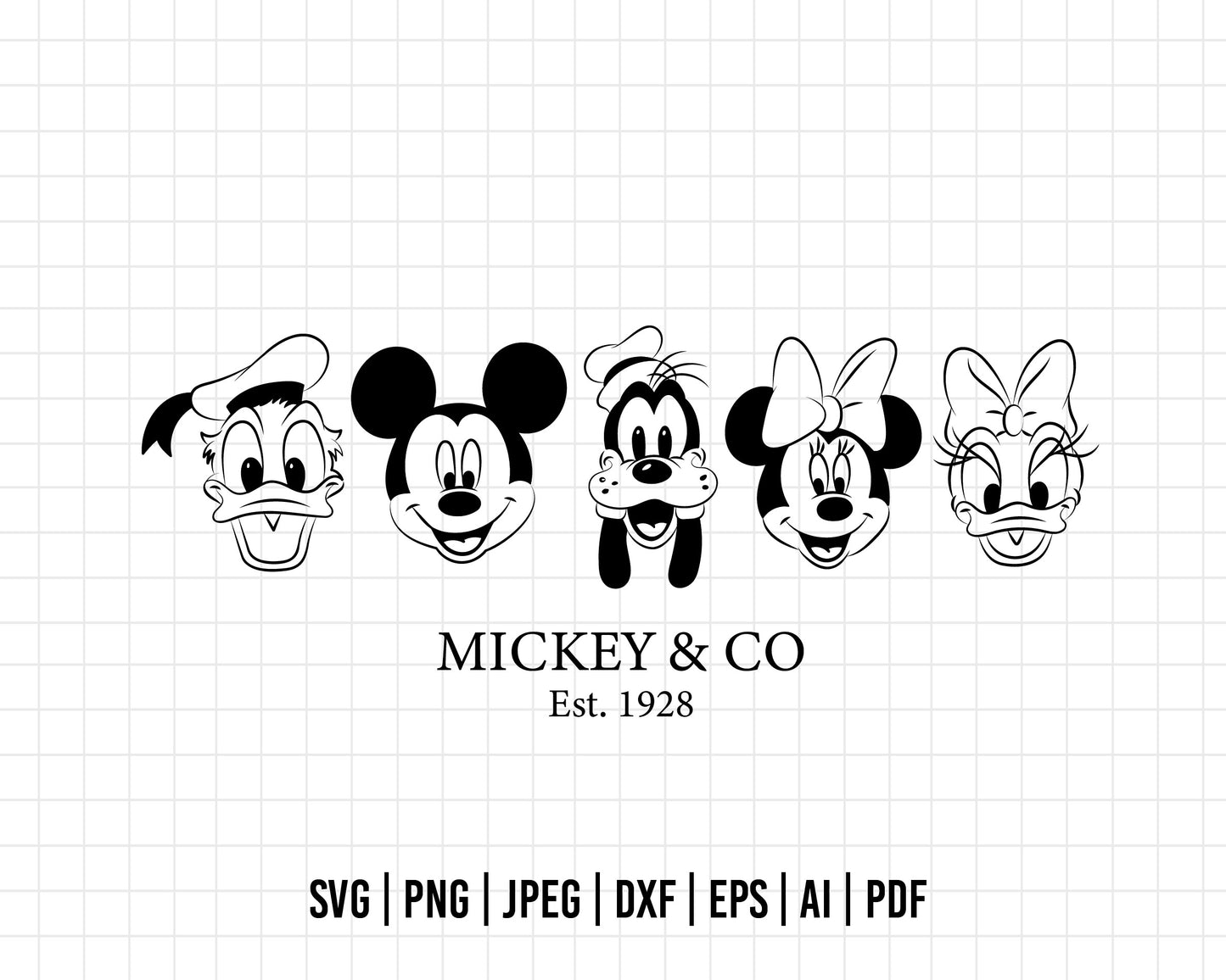 COD338- Mickey & co svg, Friends svg, Disney svg, mickey svg, minnie svg, pluto svg, goffy svg, donald svg, Silhouette, Cricut