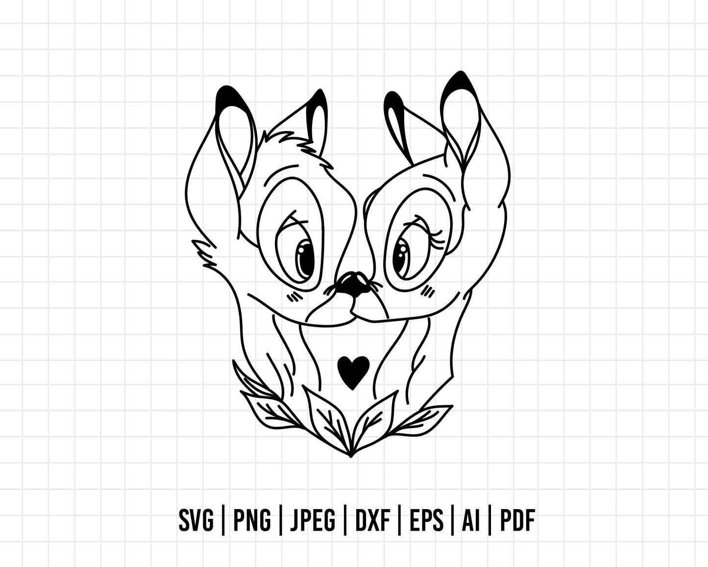 COD374- bambi svg, bambi kiss svg, disney svg, cricut, silhouette