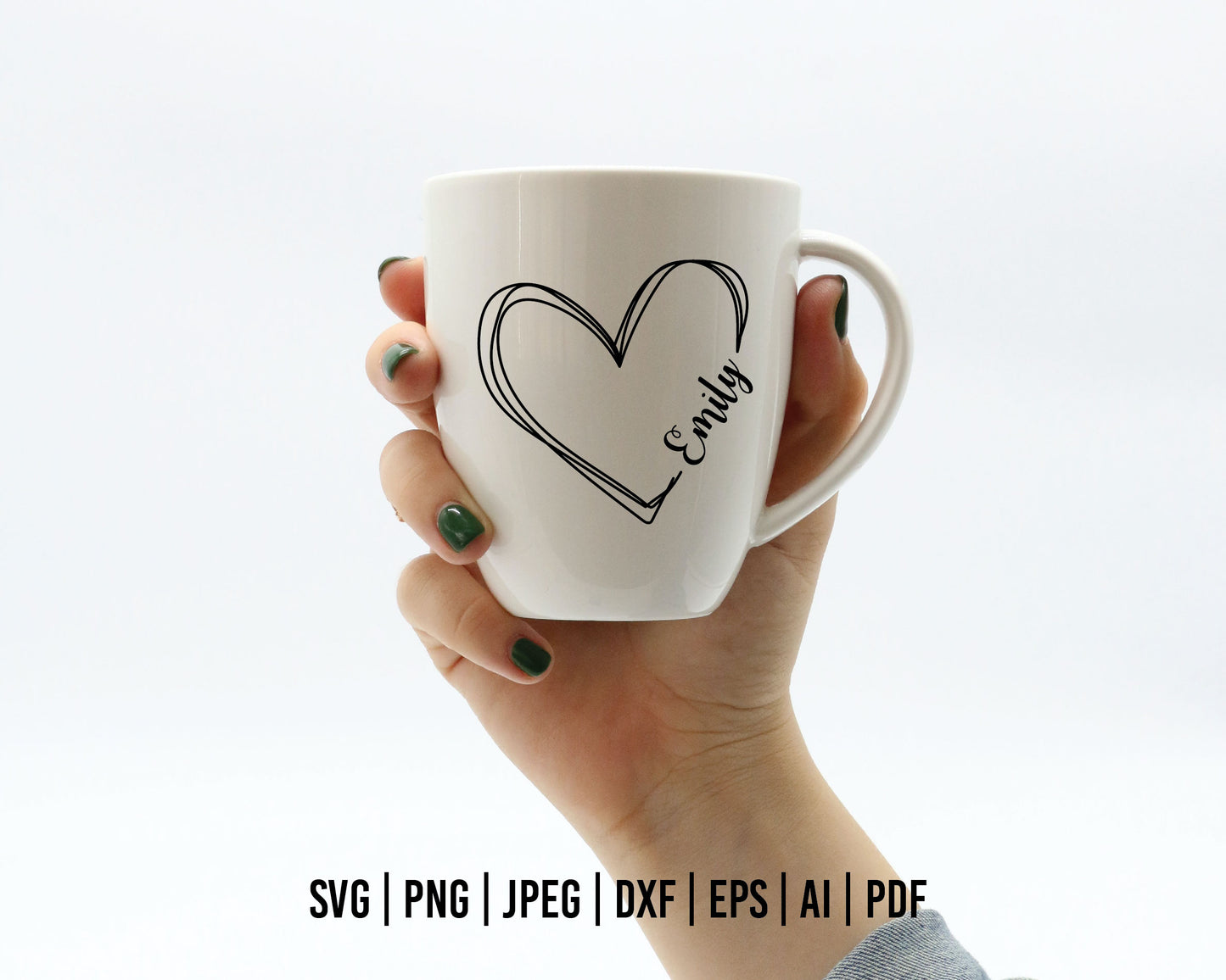 COD03- Doodle Heart svg, Self Love Svg, Heart svg, Hand-drawn svg, Name Frame svg, Cricut, Silhouette