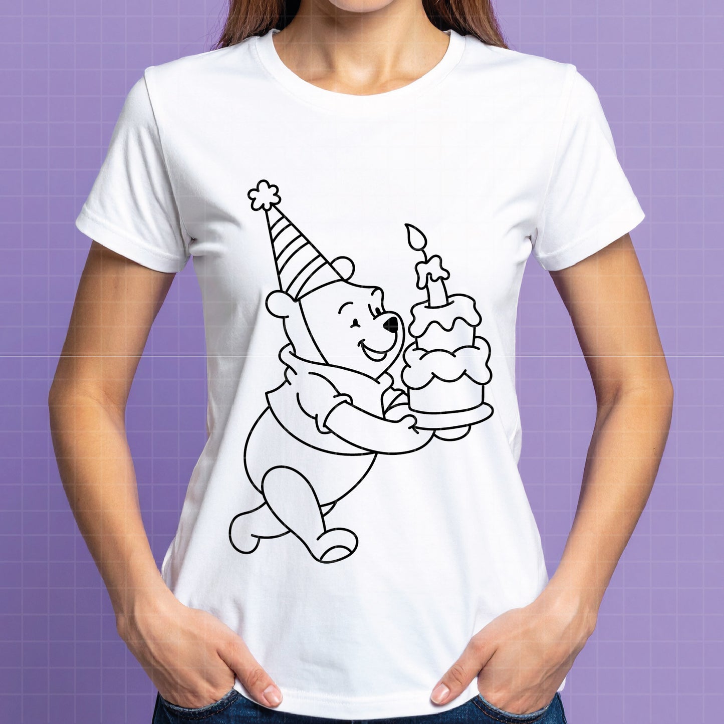 COD4567 - Winnie the pooh birthday svg, pooh sketch svg, friends svg, pooh birthday svg