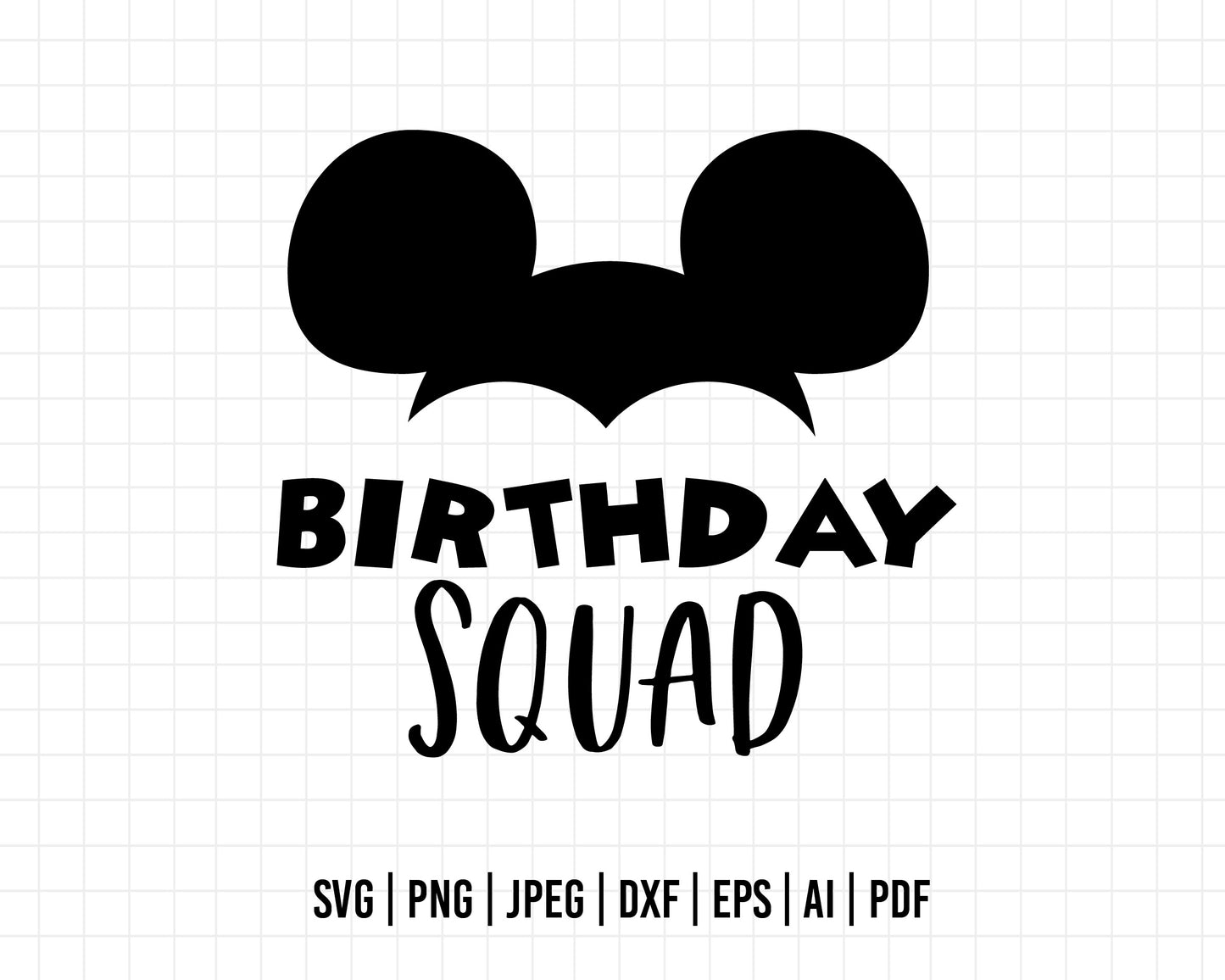 COD463- Birthday squad svg, birthday svg, minnie svg, castle svg, Silhouette, Cricut