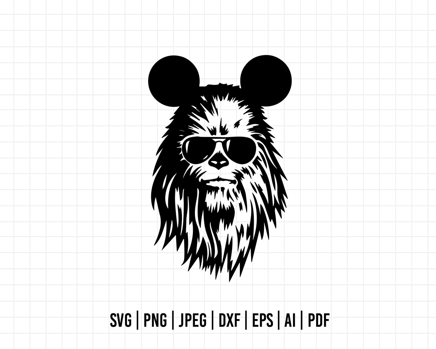COD519- Chewbacca SVG, Chewie With Mouse Ears svg, Star Wars Svg, Family Trip SVG, Star Wars, Darth Vader svg