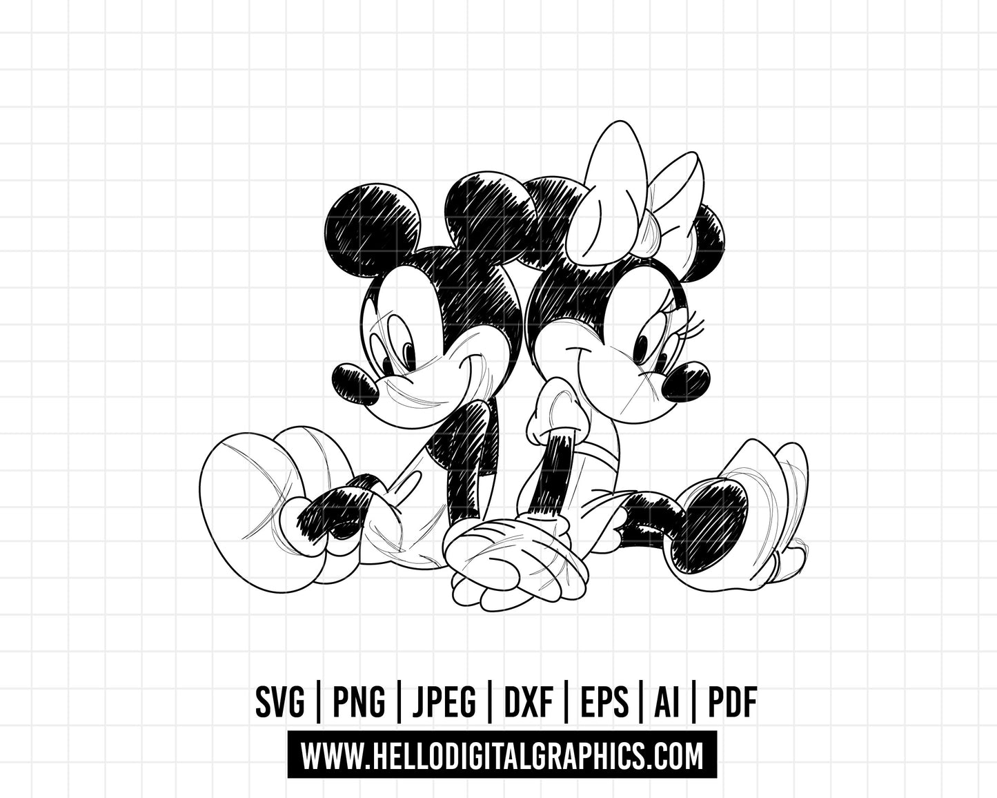 COD532- Mickey and minnie sketch svg, Mickey Svg, Disney svg, Magical svg, Mickey face svg