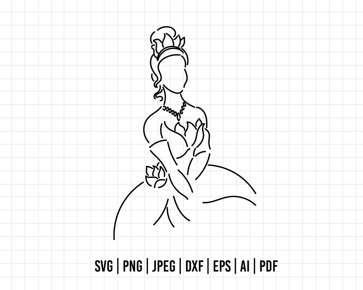 COD60- The frog and the Princess svg, tiana svg, frog svg, Princess Tiana with Frog, outline svg, cricut silhouette, Princess svg, Disney svg