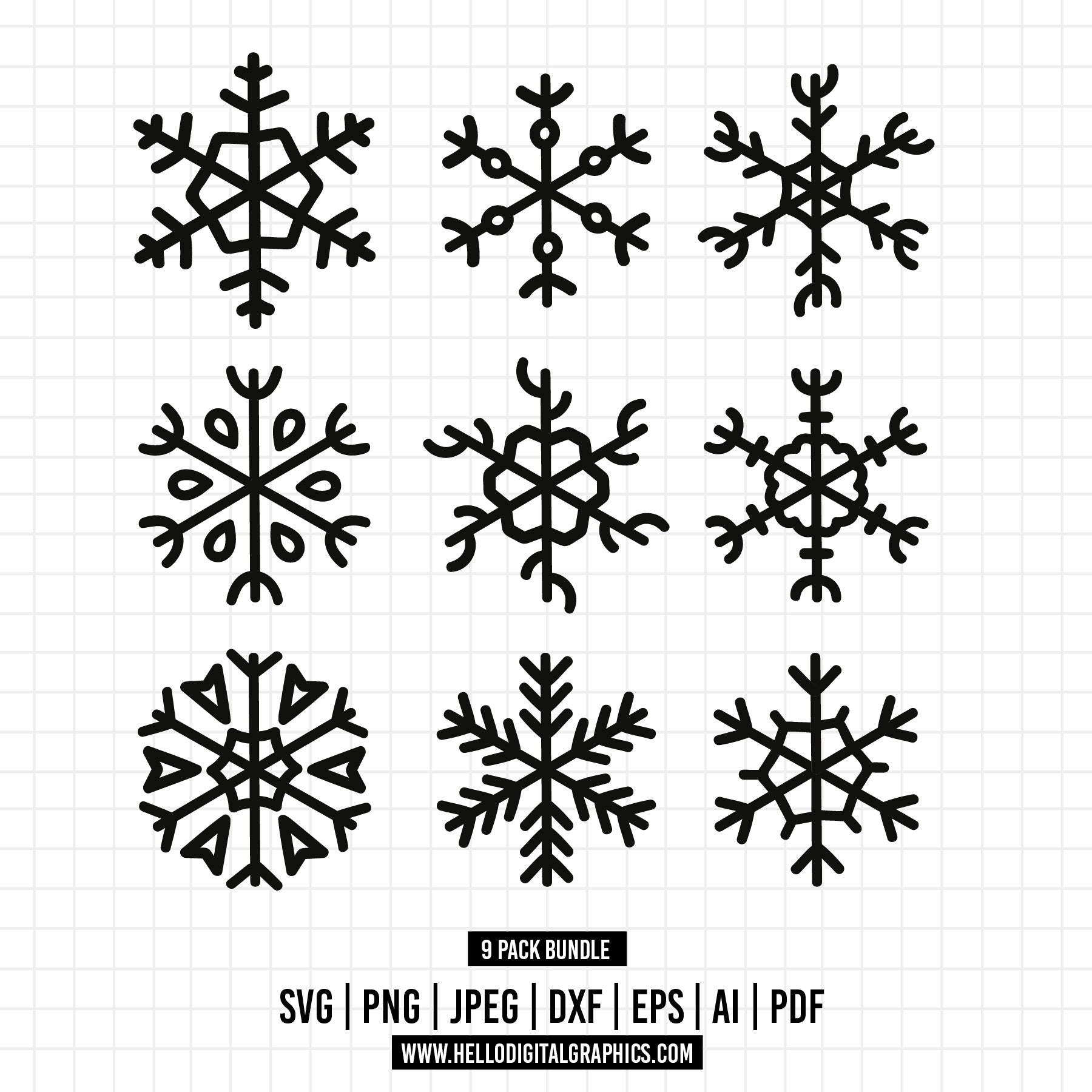 Hello winter and christmas snow flakes one line Vector Image