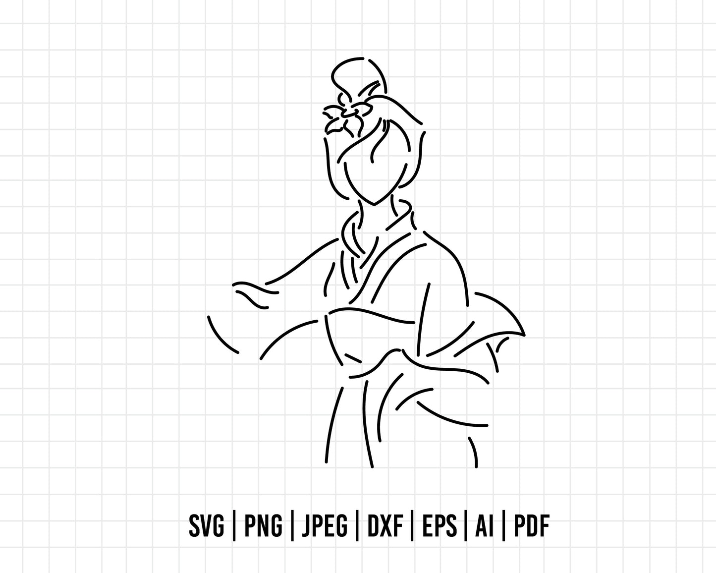 COD63- Mulan svg, Disney svg, Disney princess svg, outline svg, cricut, silhouette, Princess svg