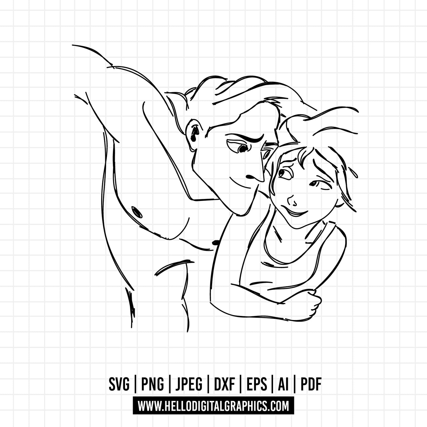 COD633- Tarzan svg, Disney svg, Magical svg, Tarzan and jane sketch svg