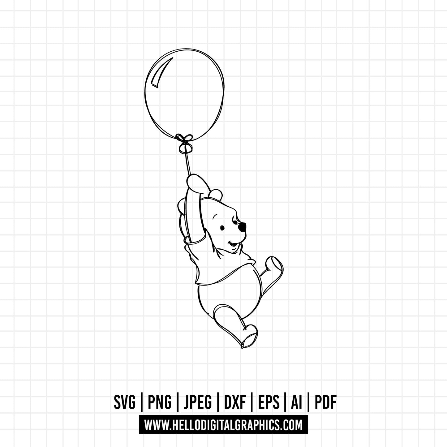 COD640-Winnie the pooh svg, winnie the pooh fly svg, outline, disney svg, Pooh face svg, bear Png