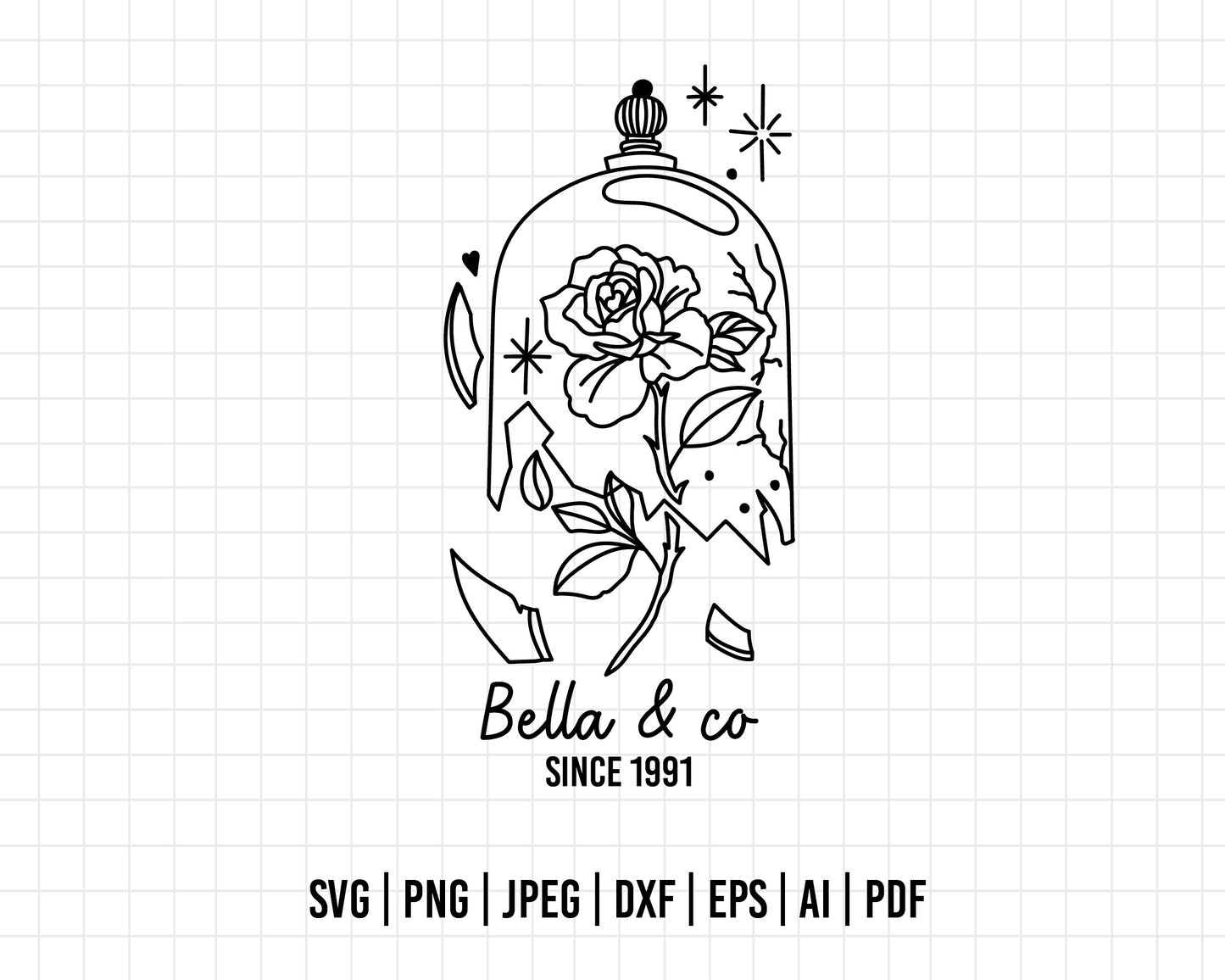COD71- Beauty and the beast svg, bella & co svg, beast svg, outline svg, cricut, silhouette,Disney svg, Princess Belle